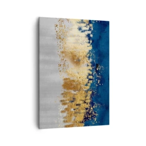 Impression sur toile - Image sur toile - Une composition abstraite dans des tons d'or et de bleu marine. - 50x70cm - Une composition moderne et pétillante - Décoration murale moderne pour le salon et la chambre ARTTOR