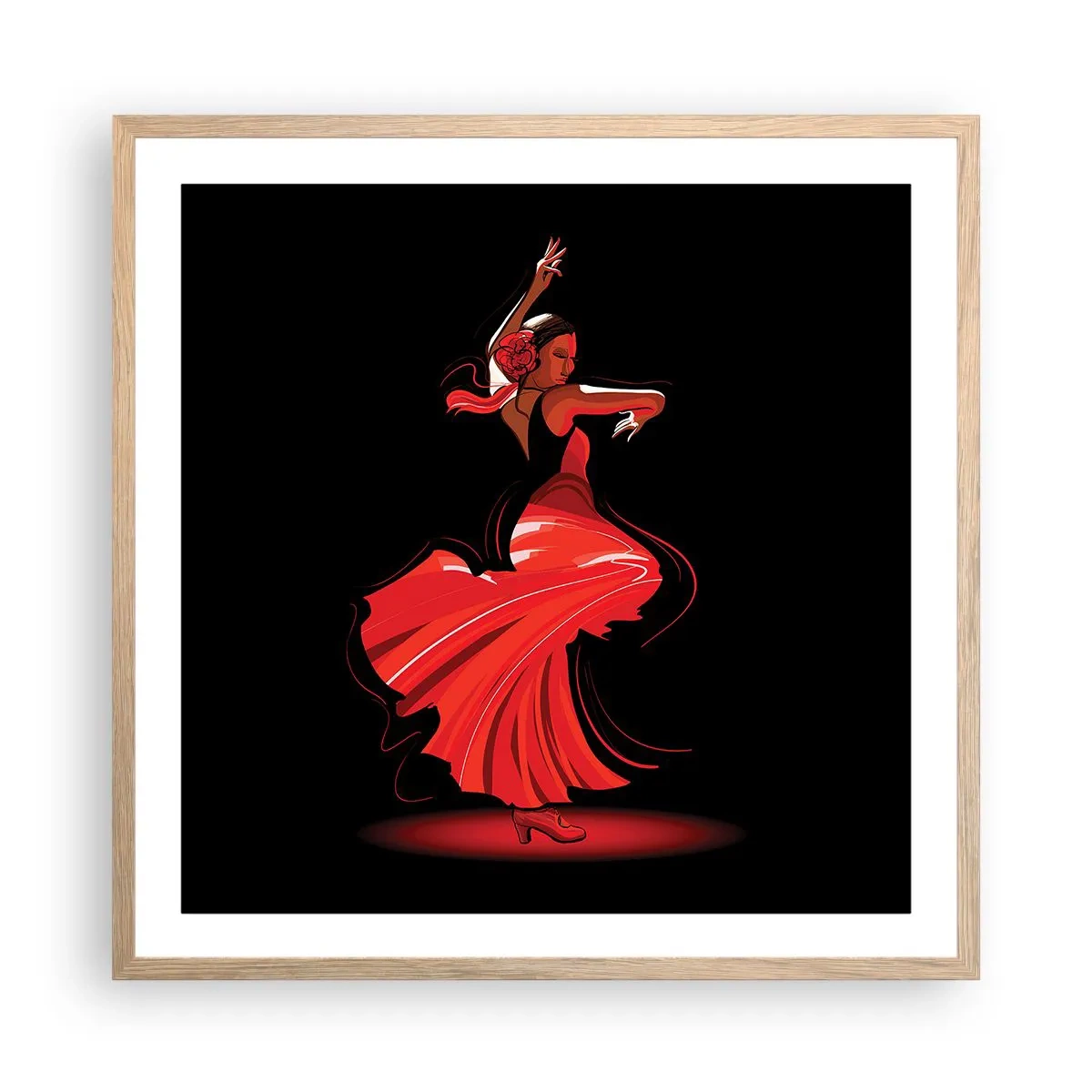 Affiche dans un chêne clair - Poster - L'esprit fougueux du flamenco - 60x60 cm