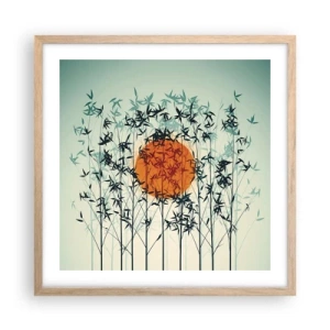 Affiche dans un chêne clair - Poster - Soleil japonnais - 50x50 cm