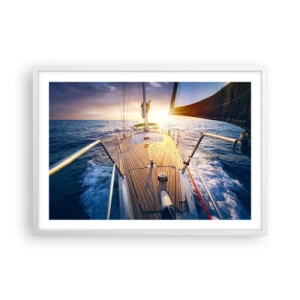 Affiche dans un cadre blanc - Poster - Courir sur les vagues - 70x50 cm