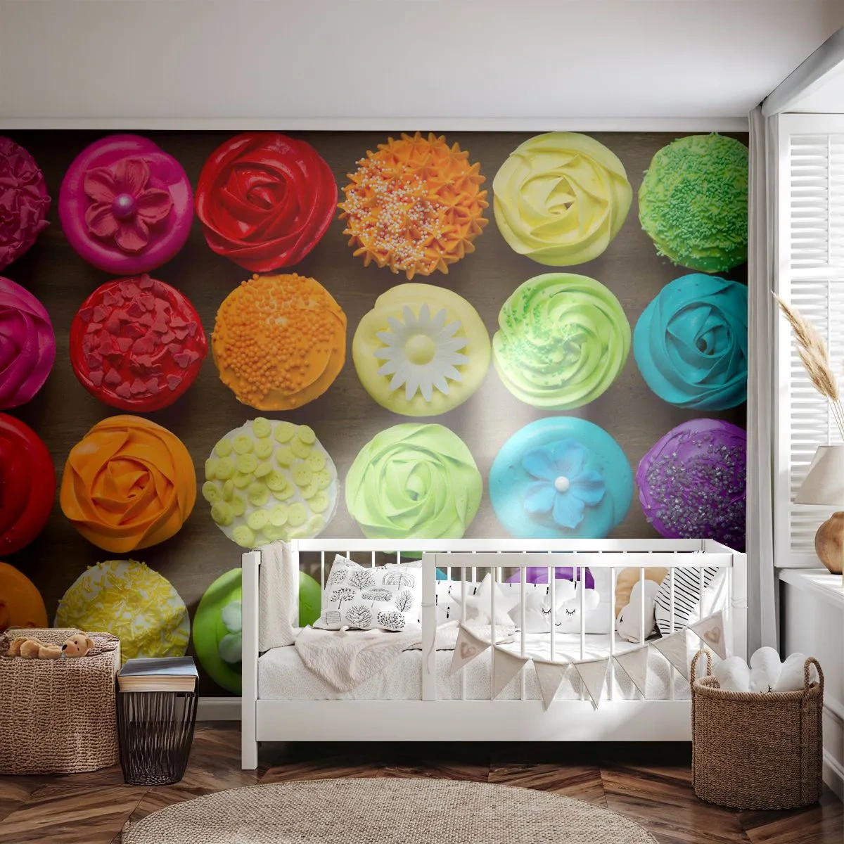 Papier peint sur mesure Premium Sand - Tous différents - tous délicieux - La gastronomie, biscuits colorés, 3D