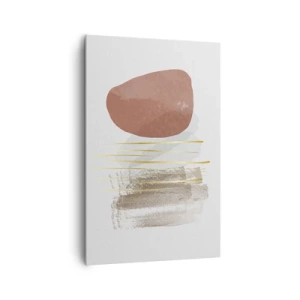 Impression sur toile - Image sur toile - Composition abstraite dans les tons beige et or - 80x120cm - Colonnade abstraite - Décoration murale moderne pour le salon et la chambre ARTTOR