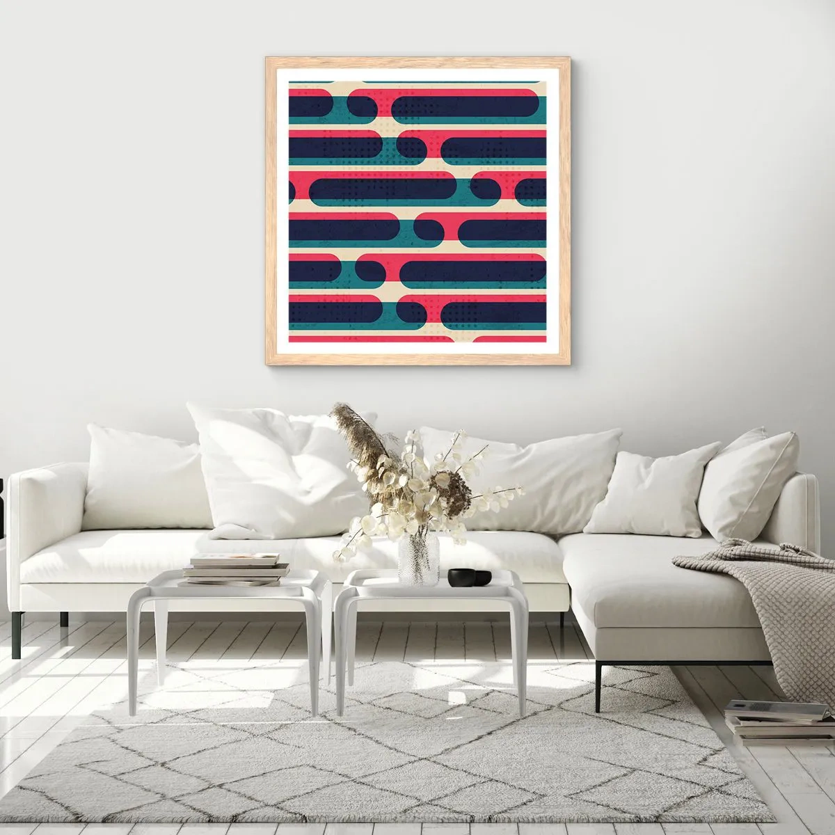 Affiche dans un chêne clair - Poster - En profondeur et sur l'avant - 60x60 cm