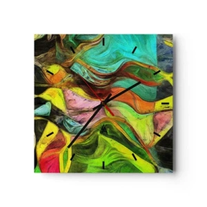 Horloge murale - Pendule murale - Une composition abstraite avec des taches colorées et des lignes dynamiques. - 30x30cm - Le mouvement c'est la vie - Décoration murale moderne pour le salon et la chambre ARTTOR