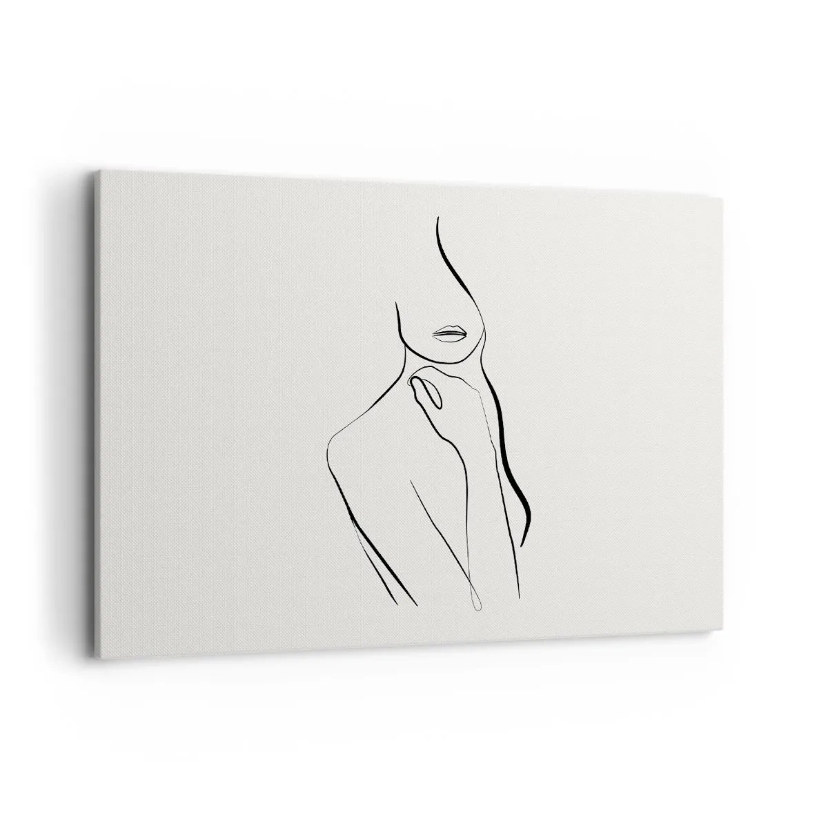 Impression sur toile - Image sur toile - Un croquis minimaliste de la silhouette d'une femme sur un fond clair. - 100x70cm - Vague de mélancolie - Décoration murale moderne pour le salon et la chambre ARTTOR