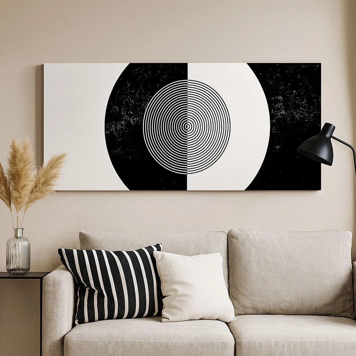 Impression sur toile - Image sur toile - Harmonie de noir et blanc - 100x40 cm