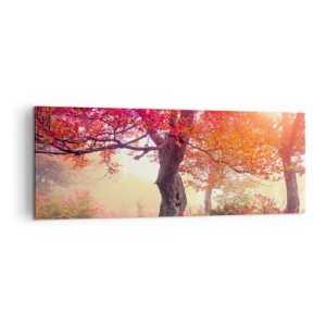 Impression sur toile - Image sur toile - Paysage d'automne avec des arbres aux couleurs intenses - 140x50cm - Frénésie de floraison - Décoration murale moderne pour le salon et la chambre ARTTOR