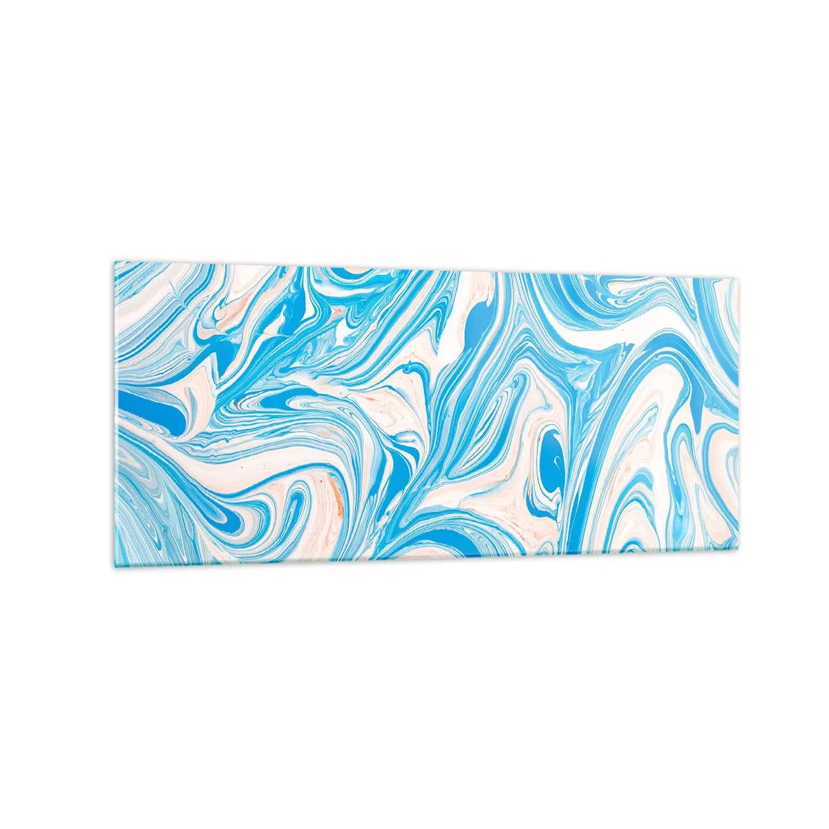 Impression sur verre - Image sur verre - Tourbillons abstraits de style marbre bleu et blanc - 120x50cm - Bassin turquoise - Décoration murale moderne pour le salon et la chambre ARTTOR