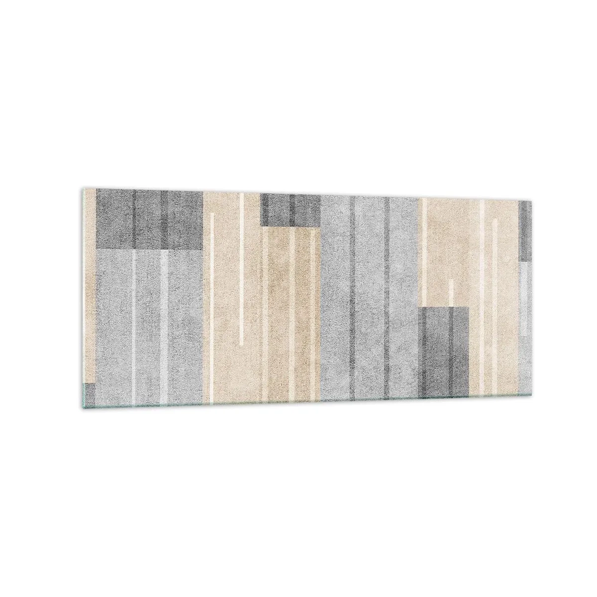 Impression sur verre - Image sur verre - Composition géométrique dans les tons de gris et de beige - 120x50cm - Composition : se tenir droit - Décoration murale moderne pour le salon et la chambre ARTTOR