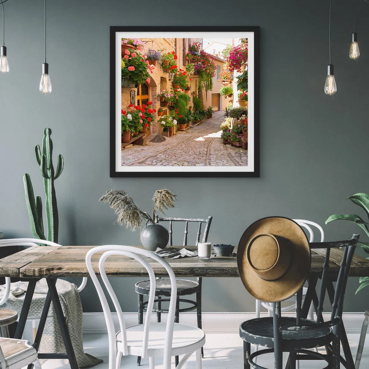 Affiche dans un cadre noir - Poster - Une inondation de fleurs  - 50x50 cm