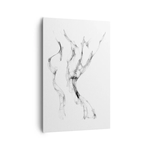 Impression sur toile - Image sur toile - Des lignes délicates et abstraites ressemblant à des traînées de fumée sur un fond clair - 80x120cm - Belle et forte - Décoration murale moderne pour le salon et la chambre ARTTOR