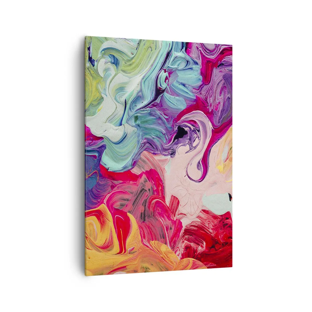 Impression sur toile - Image sur toile - Une composition abstraite aux couleurs vibrantes et tourbillonnantes et à la structure dynamique. - 70x100cm - La naissance des couleurs - Décoration murale moderne pour le salon et la chambre ARTTOR