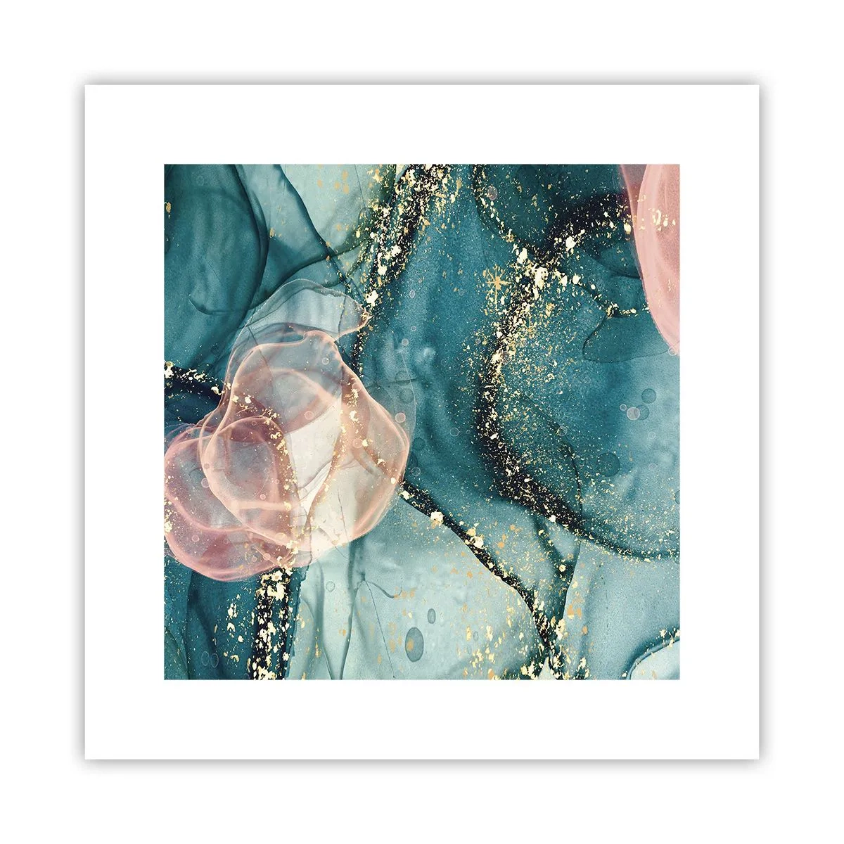 Affiche - Poster - Soie bleu, tulle rose - 30x30 cm