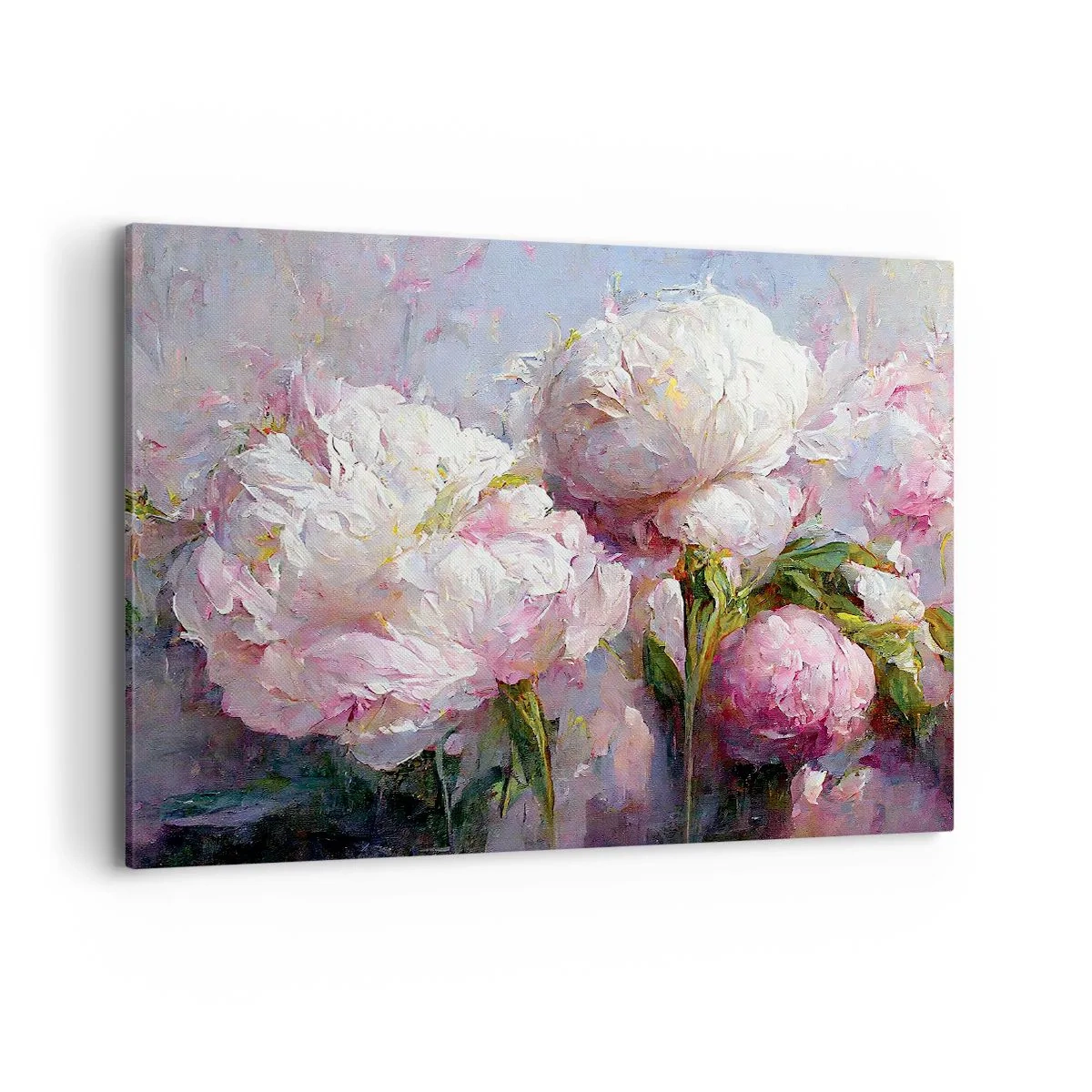 Impression sur toile - Image sur toile - Fleurs de pivoine romantiques aux couleurs pastel - 100x70cm - Un bouquet plein de vie - Décoration murale moderne pour le salon et la chambre ARTTOR