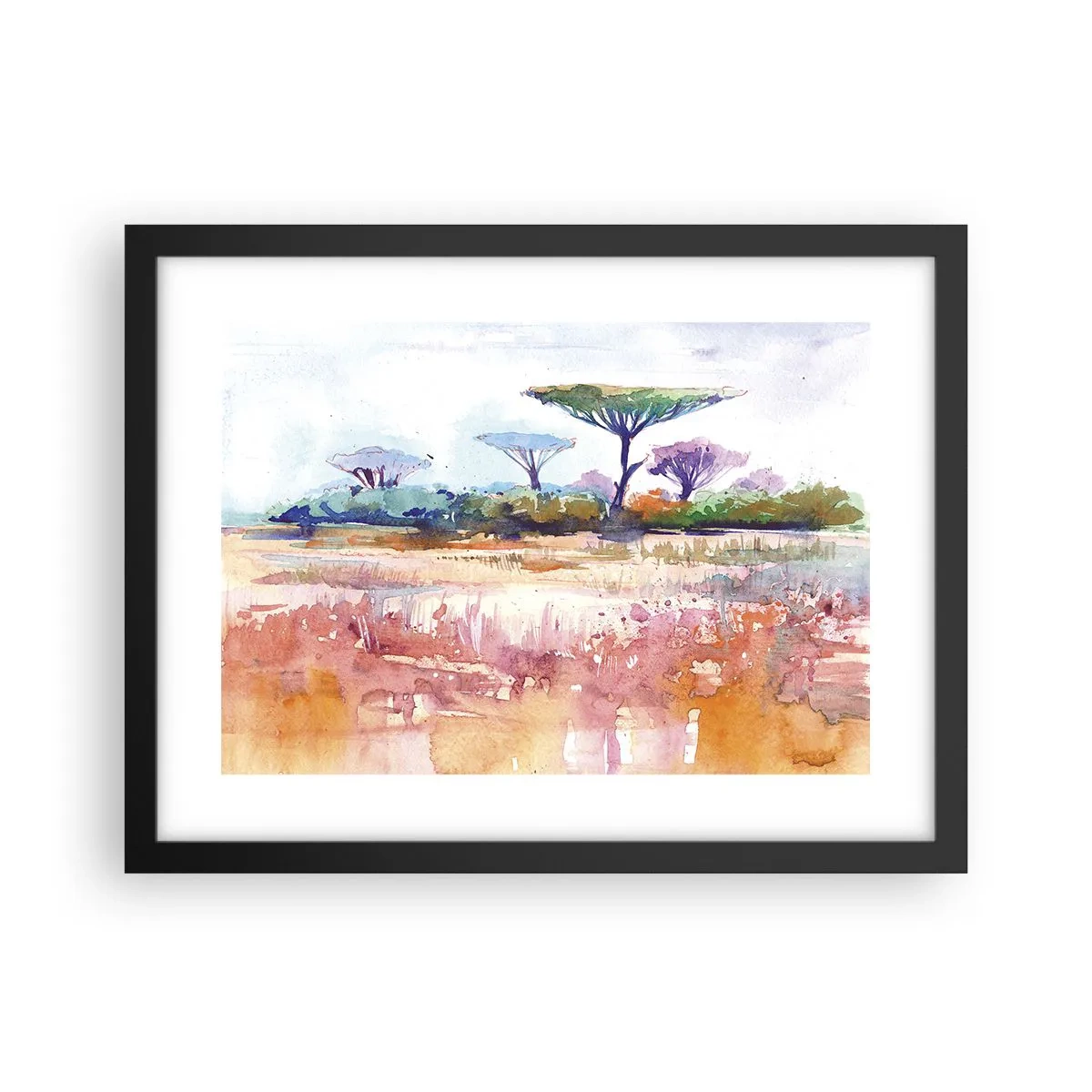 Affiche dans un cadre noir - Poster - Couleurs de savane - 40x30 cm