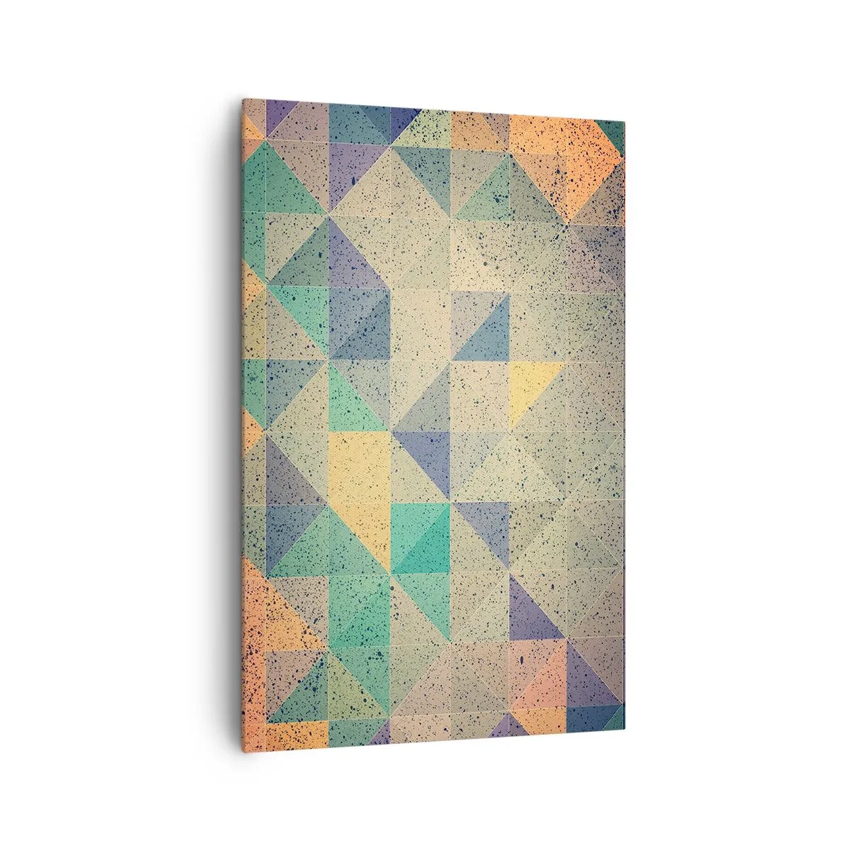 Impression sur toile - Image sur toile - Une composition colorée de triangles géométriques dans des tons pastel. - 80x120cm - République des triangles - Décoration murale moderne pour le salon et la chambre ARTTOR