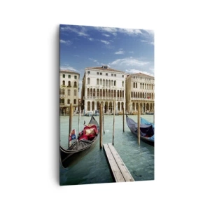 Impression sur toile - Image sur toile - Venise avec des gondoles et des palais contre le ciel - 80x120cm - Palace bleu ciel - Décoration murale moderne pour le salon et la chambre ARTTOR