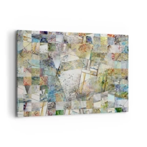 Impression sur toile - Image sur toile - Abstraction colorée avec des formes et des lignes géométriques - 120x80cm - Remaniement géométrique - Décoration murale moderne pour le salon et la chambre ARTTOR