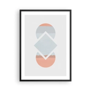 Affiche dans un cadre noir - Poster - Une composition abstraite de formes géométriques et de couleurs pastel. - 50x70cm - La situation est clair - Décoration murale moderne pour le salon et la chambre ARTTOR