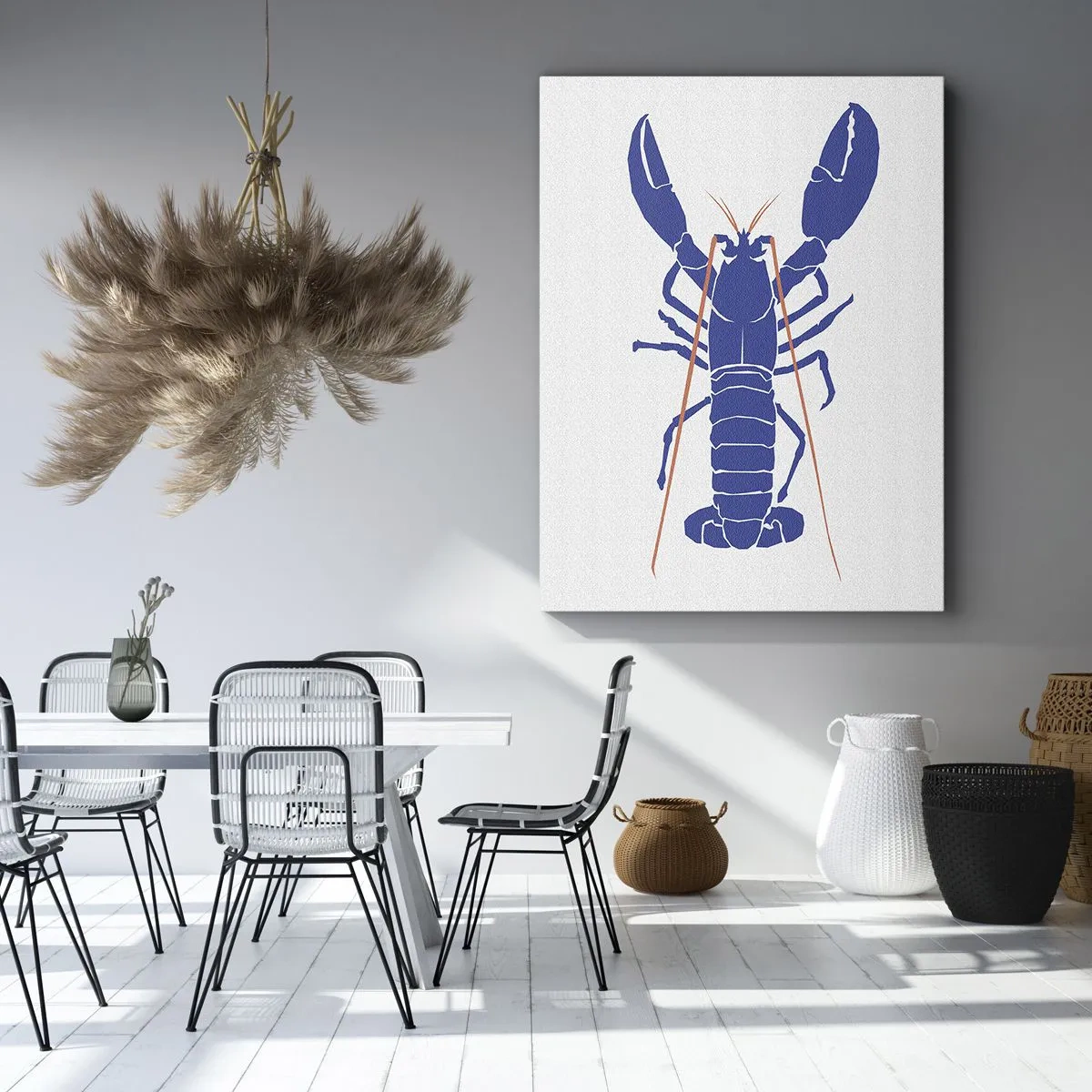 Impression sur toile - Image sur toile - Homard exquis en bleu marine - 55x100 cm