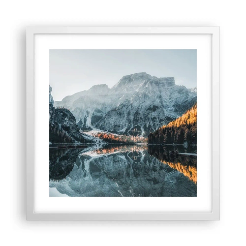 Affiche dans un cadre blanc - Poster - Reflet de paysage - 40x40 cm