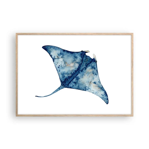 Affiche dans un chêne clair - Poster - La vie en bleu - 100x70 cm