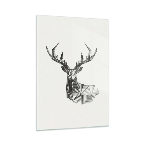 Impression sur verre - Image sur verre - Cerf cubiste composé de formes géométriques sur fond blanc - 50x70cm - Cerf dans un style cubique - Décoration murale moderne pour le salon et la chambre ARTTOR