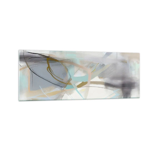 Impression sur verre - Image sur verre - Abstraction pastel aux lignes délicates - 140x50cm - Abstraction brumeuse - Décoration murale moderne pour le salon et la chambre ARTTOR