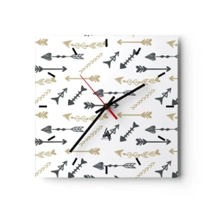 Horloge murale - Pendule murale - Un motif minimaliste avec des flèches aux couleurs beige et grise. - 30x30cm - Le rêve de l'archer - Décoration murale moderne pour le salon et la chambre ARTTOR