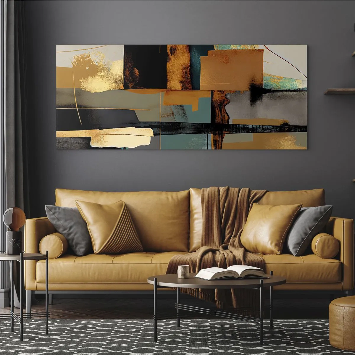 Impression sur verre - Image sur verre - Abstraction – lumière et ombre - 100x40 cm