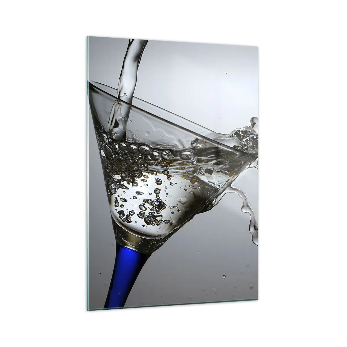 Impression sur verre - Image sur verre - Éclaboussures d'eau dans un verre à martini - 50x70cm - Eau cristalline dans un verre cristal - Décoration murale moderne pour le salon et la chambre ARTTOR