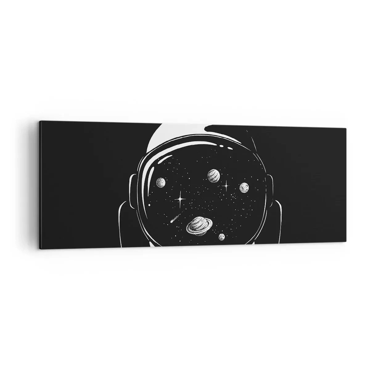 Impression sur toile - Image sur toile - Un casque d'astronaute minimaliste avec vue sur l'espace - 140x50cm - Sympa la vue - Décoration murale moderne pour le salon et la chambre ARTTOR