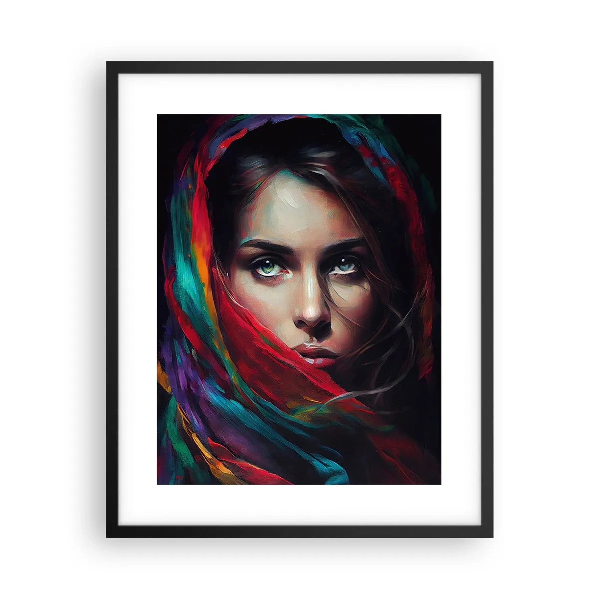 Affiche dans un cadre noir - Poster - Mystère aux yeux verts - 40x50 cm