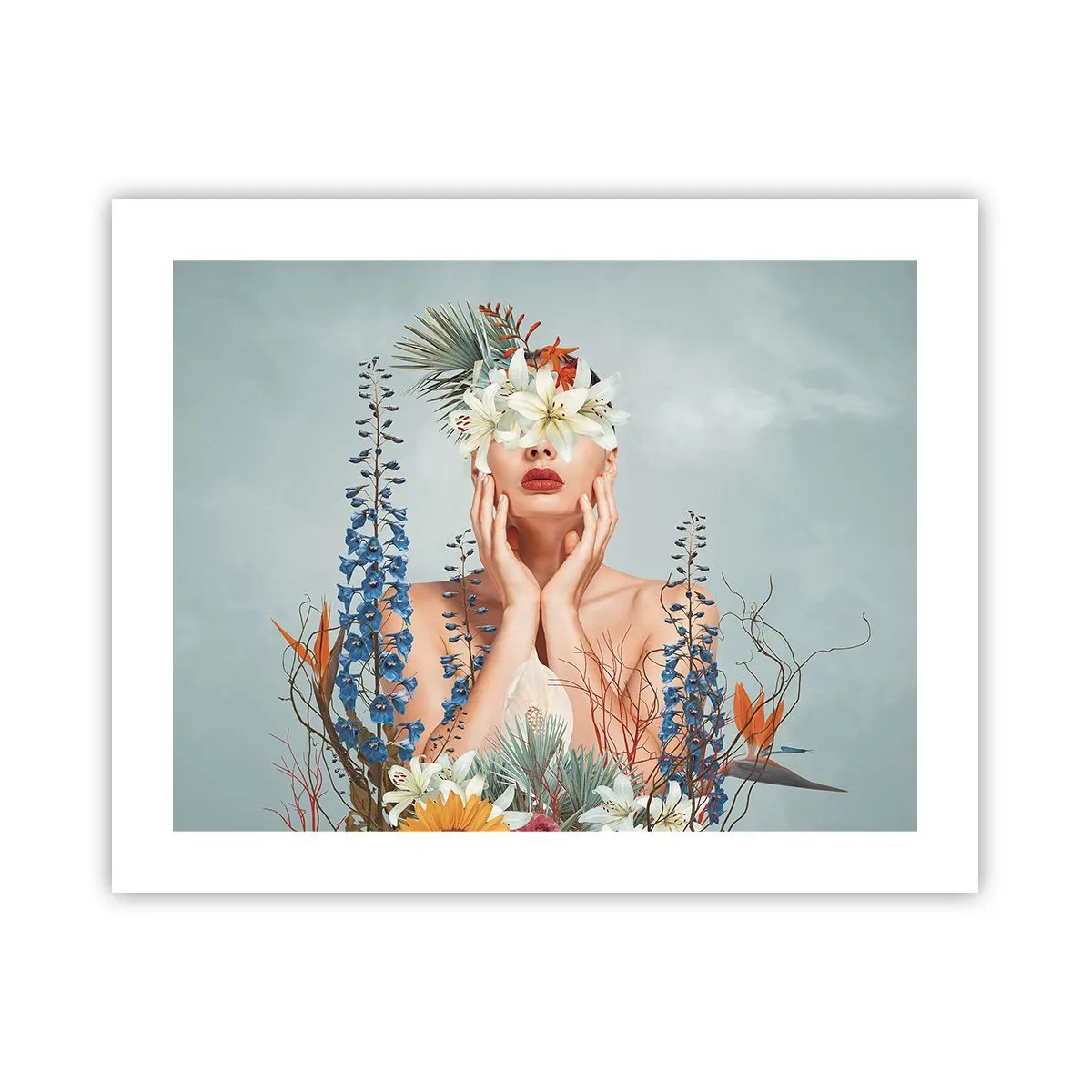 Affiche - Poster - Femme - fleur - 50x40 cm
