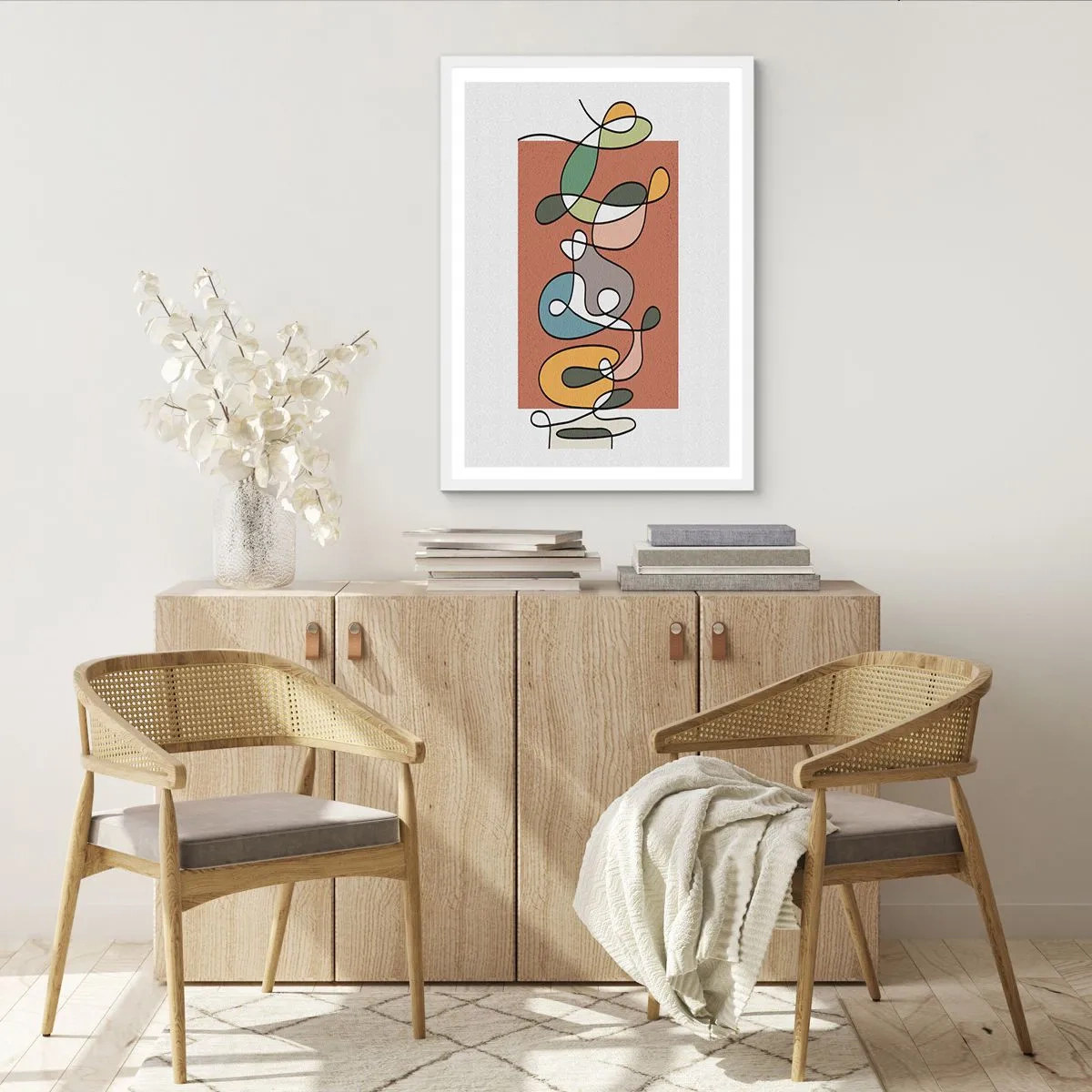 Affiche dans un cadre blanc - Poster - Abstraction : danse colorée - 40x50 cm