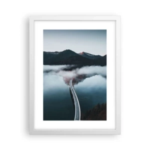 Affiche dans un cadre blanc - Poster - Sur une eau aussi lisse qu'un miroir - 30x40 cm