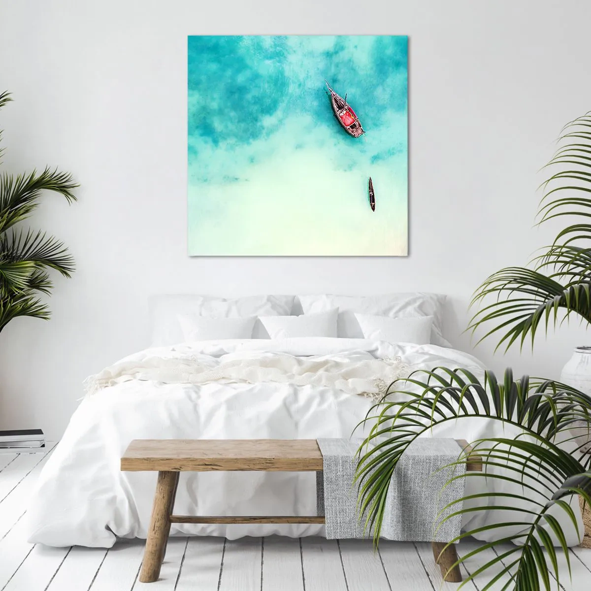 Impression sur toile - Image sur toile - Car sur les plages de Zanzibar, quand il y a un débordement d'eau... - 60x60 cm