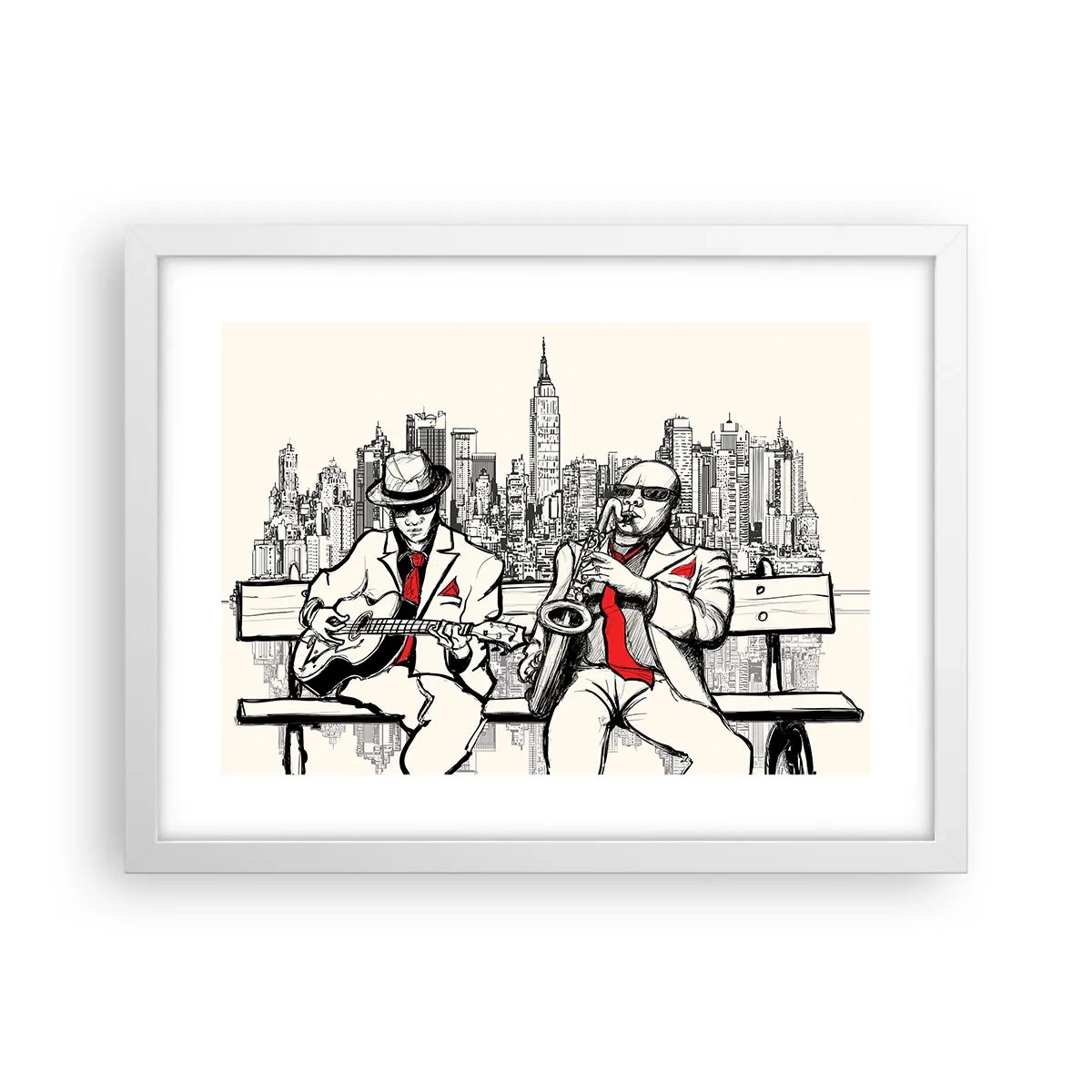 Affiche dans un cadre blanc - Poster - improvisation new-yorkaise - 40x30 cm