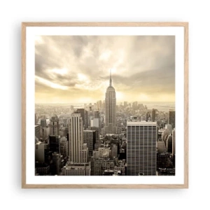 Affiche dans un chêne clair - Poster - New York tissé de gris - 60x60 cm