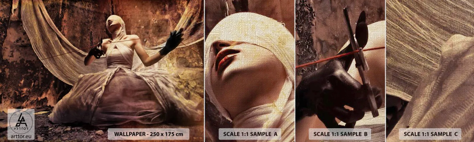 Échantillon de Papier Peint Premium Canvas - Déesse du destin - Théâtre, Morceau, Homme - 100x30 cm