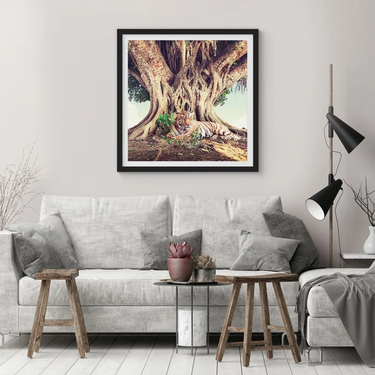 Affiche dans un cadre noir - Poster - Vue du Livre de la Genèse - 40x40 cm