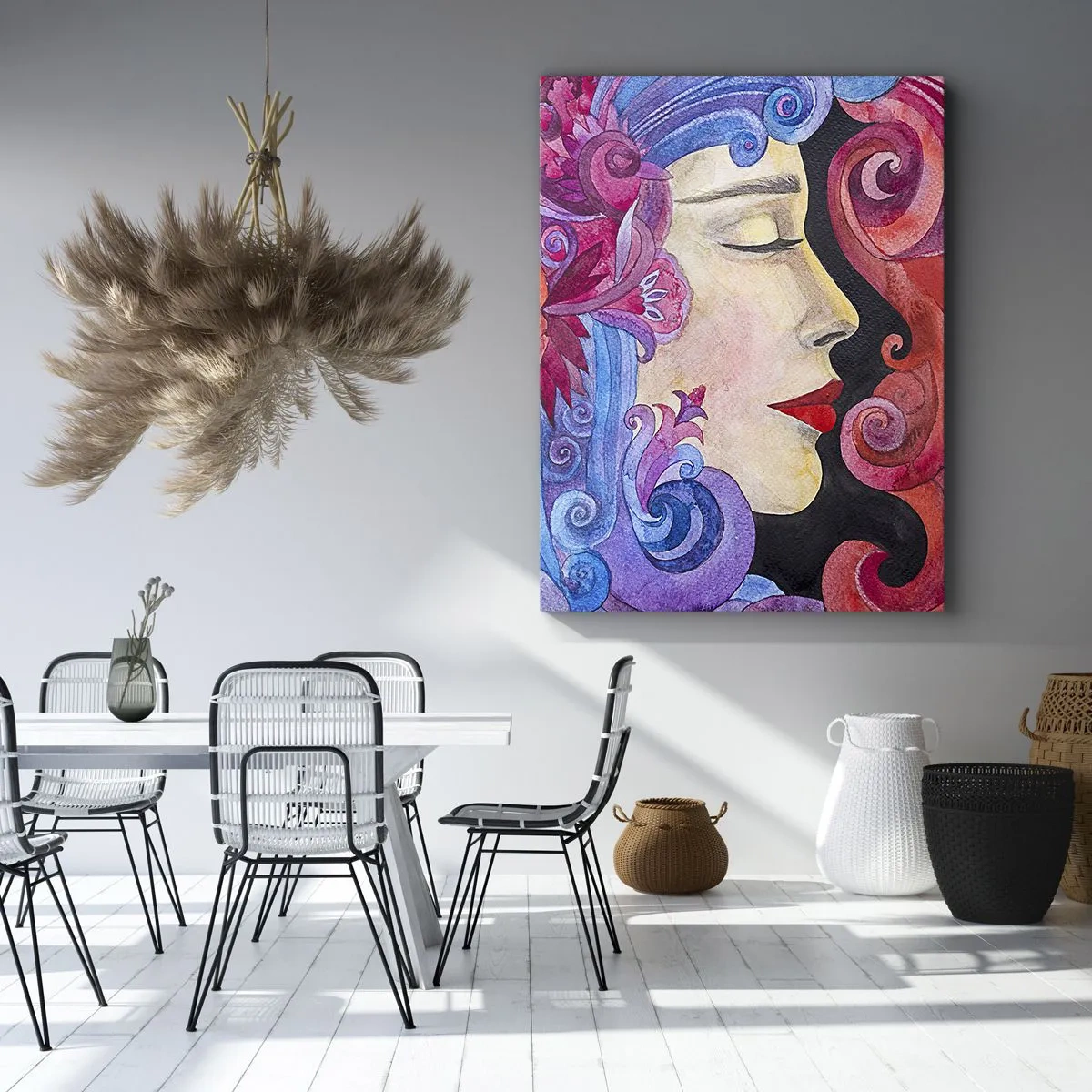 Impression sur toile - Image sur toile - Profil coloré d'une femme dans un style artistique - 50x70cm - L'Art Nouveau est toujours vivant - Décoration murale moderne pour le salon et la chambre ARTTOR