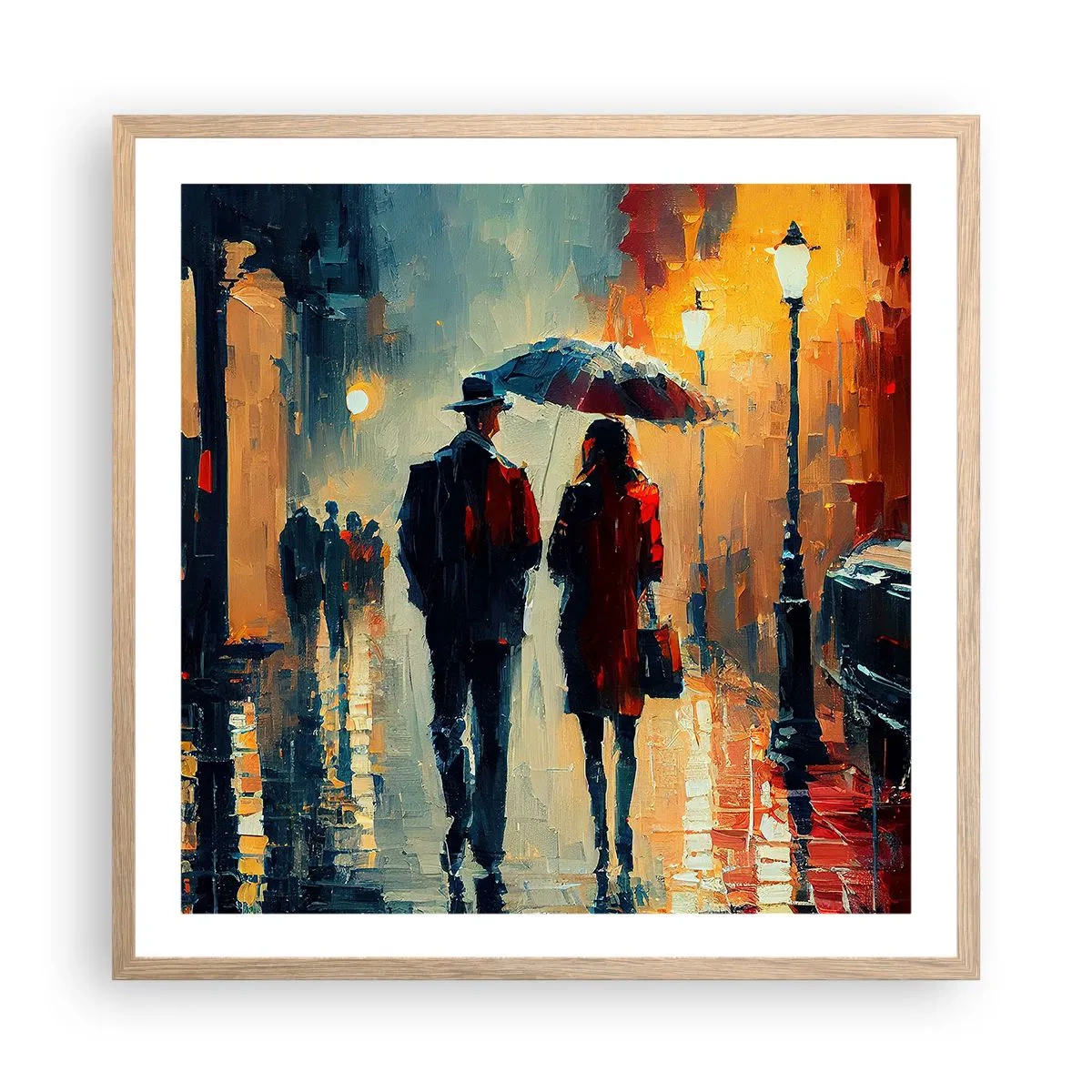 Affiche dans un chêne clair - Poster - Histoire d'amour urbaine - 60x60 cm
