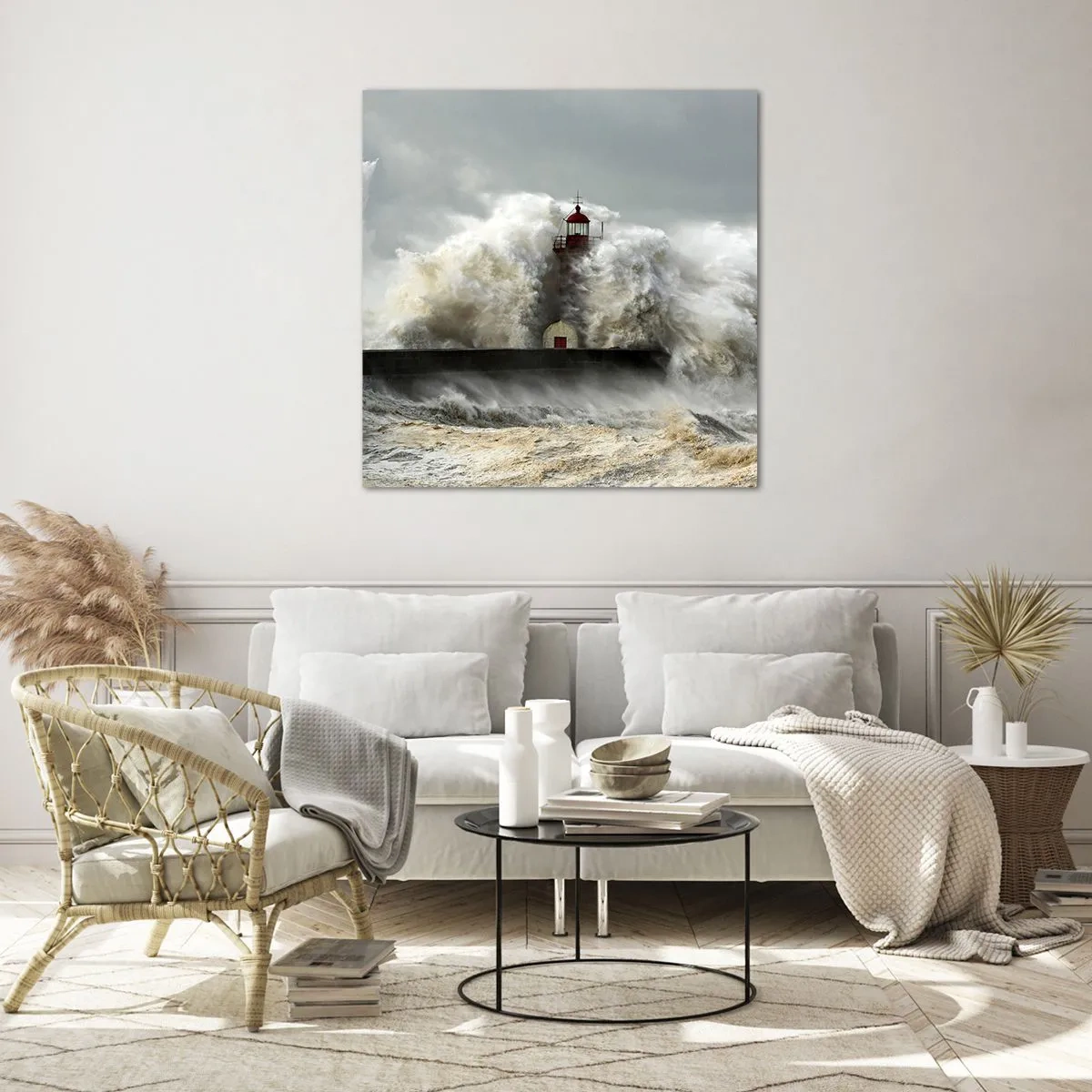 Impression sur verre - Image sur verre - La colère de l'océan - 70x70 cm