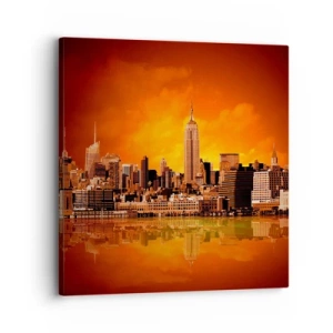 Impression sur toile - Image sur toile - Panorama de grande ville en jaune et bronze - 30x30 cm