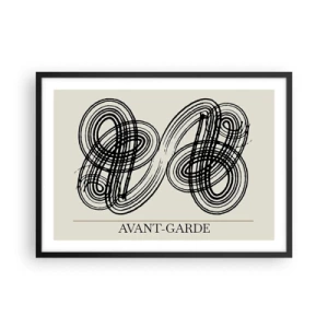 Affiche dans un cadre noir - Poster - Lignes noires abstraites sur fond clair dans un style avant-gardiste. - 70x50cm - C'est venu spontanément - Décoration murale moderne pour le salon et la chambre ARTTOR