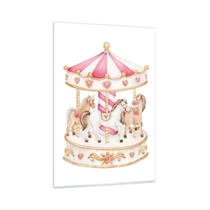 Impression sur verre - Image sur verre - Carrousel vintage coloré avec des chevaux - 80x120cm - Le doux monde de l'enfance - Décoration murale moderne pour le salon et la chambre ARTTOR