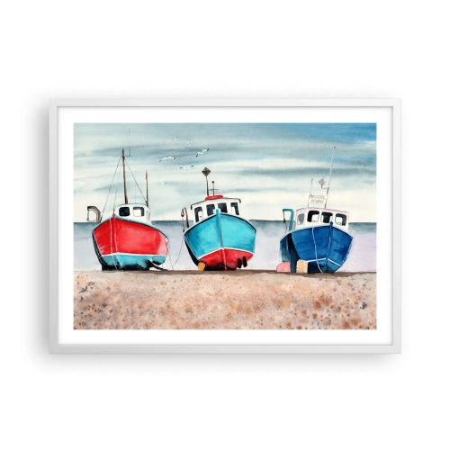 Affiche dans un cadre blanc - Poster - Prêt pour la pêche - 70x50 cm