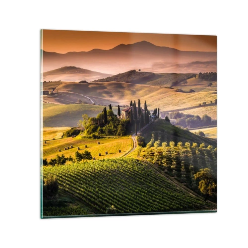 Impression sur verre - Image sur verre - Arcadie - le paysage toscan - 70x70 cm