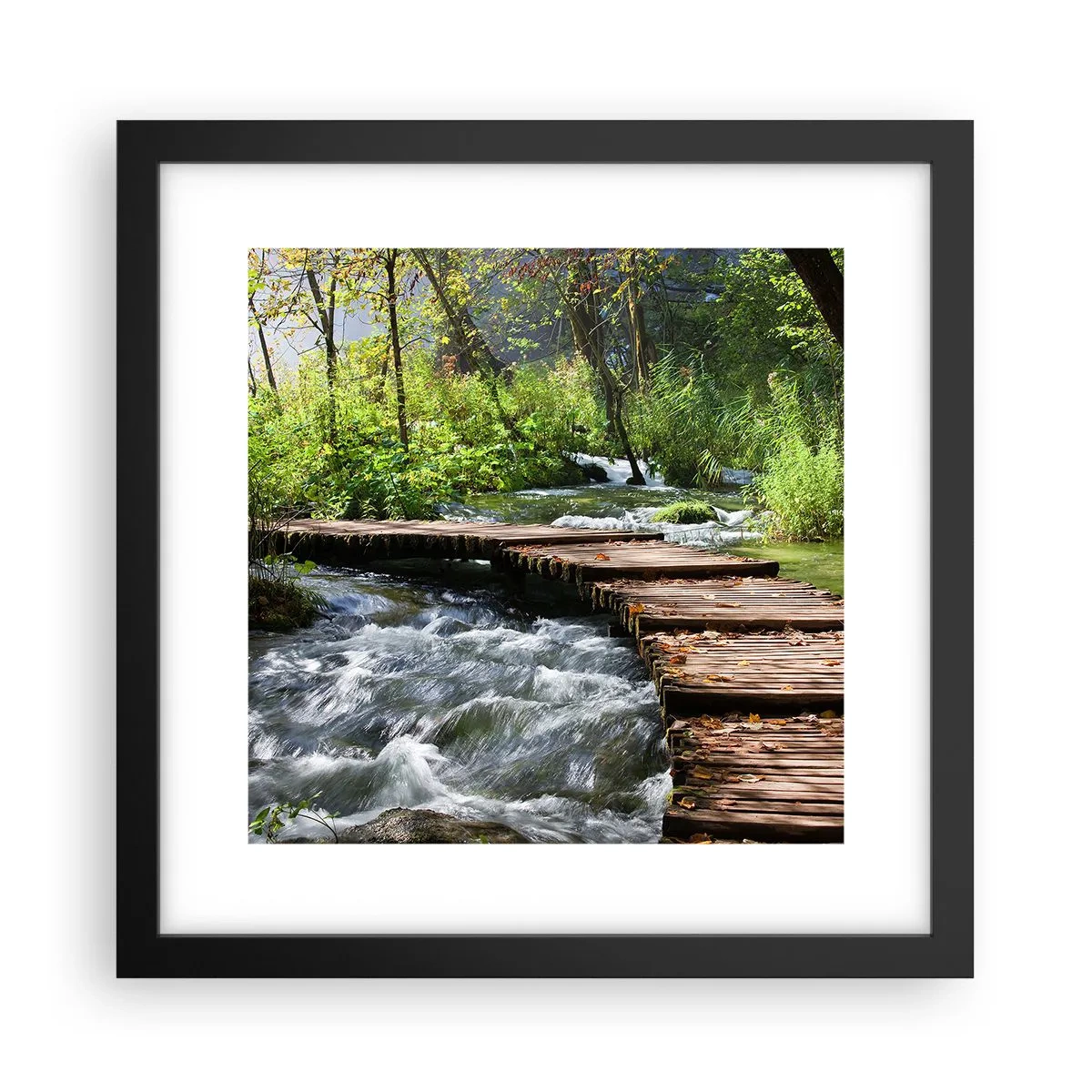 Affiche dans un cadre noir - Poster - Au-dessus de la cascade mousseuse - 30x30 cm